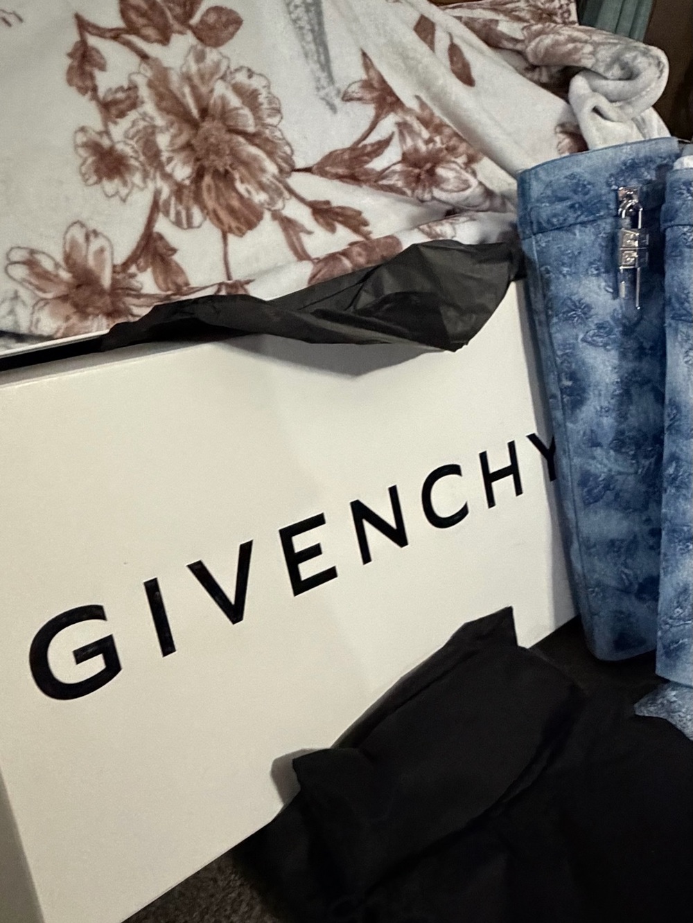 Givenchy Blue Velvet Heeled Boots